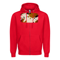 Red Cowhide Black and Light Brown Brushstroke Zipper Hoodie - Jasminsmagicworld