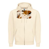 Sandshell Cowhide Black and Light Brown Brushstroke Zipper Hoodie - Jasminsmagicworld