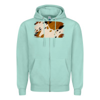Seafoam Cowhide Black and Light Brown Brushstroke Zipper Hoodie - Jasminsmagicworld