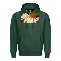 Sports Green Cowhide Black and Light Brown Brushstroke Zipper Hoodie - Jasminsmagicworld