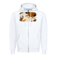 White Cowhide Black and Light Brown Brushstroke Zipper Hoodie - Jasminsmagicworld