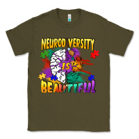 Army Green Neurodiversity is beautiful Classic Tee - FaDigitalArtStudio