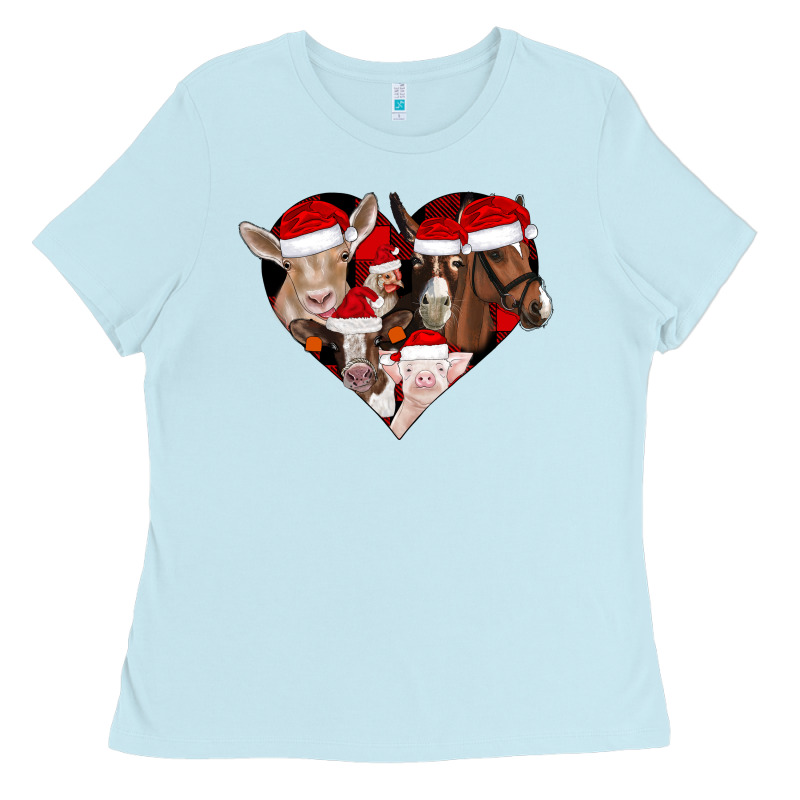 Farm Animals Christmas Ladies Tee by CowhideDigitalArt | Teevron