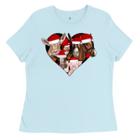 Baby Blue farm animals christmas Ladies Tee - CowhideDigitalArt