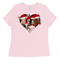 Bubblegum Pink farm animals christmas Ladies Tee - CowhideDigitalArt
