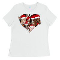 White farm animals christmas Ladies Tee - CowhideDigitalArt