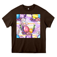 Chocolate Brown Easter Eggs With Flowers Seamless Pattern Heavy Core Tee - BundleAndBundleShop