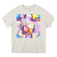 Cream Easter Eggs With Flowers Seamless Pattern Heavy Core Tee - BundleAndBundleShop