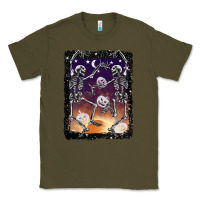 Army Green halloween dancing skeletons stars Classic Tee - BarkalooDesign
