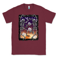Burgundy halloween dancing skeletons stars Classic Tee - BarkalooDesign