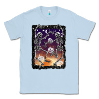 Dusty Blue halloween dancing skeletons stars Classic Tee - BarkalooDesign