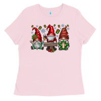 Bubblegum Pink christmas gnomes celebration Ladies Tee - CowhideDigitalArt