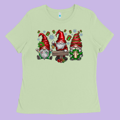 Christmas Gnomes Celebration Ladies Tee Designed By Cowhidedigitalart