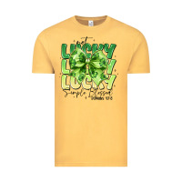 Vintage Mustard Not Lucky Simply Blessed Vintage Tee - CowhideDigitalArt