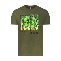 Vintage Olive Not Lucky Simply Blessed Vintage Tee - CowhideDigitalArt