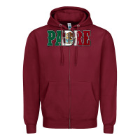 Burgundy Mexican Flag Padre Zipper Hoodie - Jasminsmagicworld