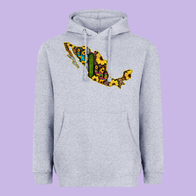 Guerrero Mexico Serape Cactus Sunflower Map Heavyweight Hoodie Designed By Ranaportraitstore