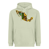 Matcha Guerrero Mexico Serape Cactus Sunflower Map Heavyweight Hoodie - RanaPortraitStore