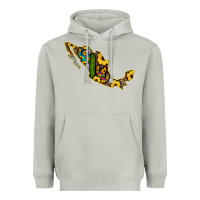 Moon Dust Guerrero Mexico Serape Cactus Sunflower Map Heavyweight Hoodie - RanaPortraitStore