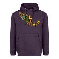 Plum Guerrero Mexico Serape Cactus Sunflower Map Heavyweight Hoodie - RanaPortraitStore