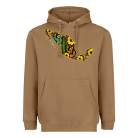 Toasted Coconut Guerrero Mexico Serape Cactus Sunflower Map Heavyweight Hoodie - RanaPortraitStore