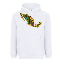 White Guerrero Mexico Serape Cactus Sunflower Map Heavyweight Hoodie - RanaPortraitStore