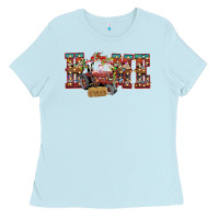 Baby Blue home Christmas farm animals Ladies Tee - CowhideDigitalArt