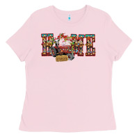 Bubblegum Pink home Christmas farm animals Ladies Tee - CowhideDigitalArt
