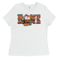White home Christmas farm animals Ladies Tee - CowhideDigitalArt