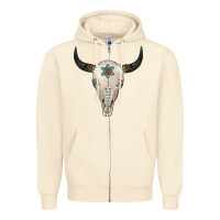 Sandshell Turquoise Bull Skull Zipper Hoodie - Jasminsmagicworld