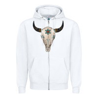 White Turquoise Bull Skull Zipper Hoodie - Jasminsmagicworld