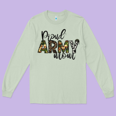 Proud Army Mom Long Sleeve Tee Designed By Cowhidedigitalart