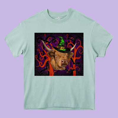 Halloween Glitter Highland Cow Tumbler Heavy Core Tee Designed By Ranaportraitstore