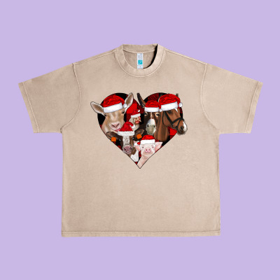 Farm Animals Christmas Urban Heavy Tee Designed By Cowhidedigitalart