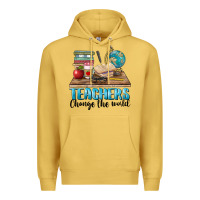 Antique Gold teachers change the world Premium Hoodie - BarkalooDesign