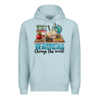Blue Mist teachers change the world Premium Hoodie - BarkalooDesign