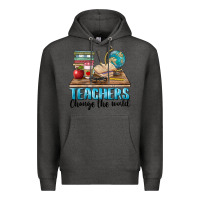 Charcoal Heather teachers change the world Premium Hoodie - BarkalooDesign