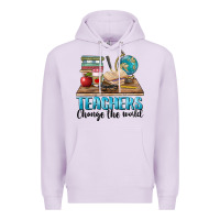 Lilac teachers change the world Premium Hoodie - BarkalooDesign