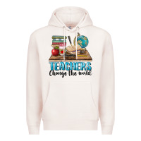 Pale Pink teachers change the world Premium Hoodie - BarkalooDesign