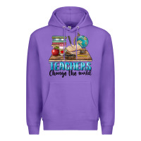 Purple teachers change the world Premium Hoodie - BarkalooDesign