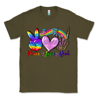 Army Green Peace love rock Classic Tee - FaDigitalArtStudio