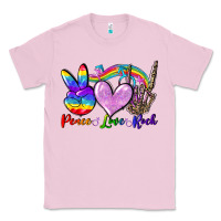 Bubblegum Pink Peace love rock Classic Tee - FaDigitalArtStudio