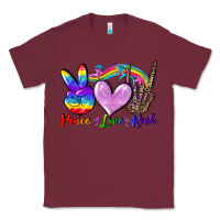 Burgundy Peace love rock Classic Tee - FaDigitalArtStudio