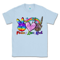 Dusty Blue Peace love rock Classic Tee - FaDigitalArtStudio