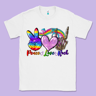 Peace Love Rock Classic Tee Designed By Fadigitalartstudio