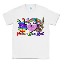 White Peace love rock Classic Tee - FaDigitalArtStudio