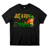 Black Just a girl who loves St. Patrick's Day Heavy Core Tee - FaDigitalArtStudio