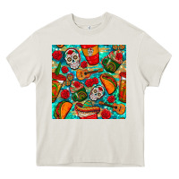 Cream hispanic heritage month coffee cups and taco with glitter and leopard  Heavy Core Tee - BundleAndBundleShop