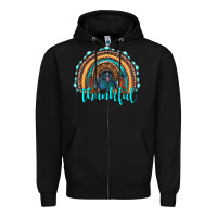 Black western thanksgiving rainbow with turkey Zipper Hoodie - RanaPortraitStore
