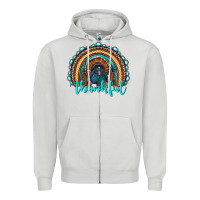 Dove Grey western thanksgiving rainbow with turkey Zipper Hoodie - RanaPortraitStore